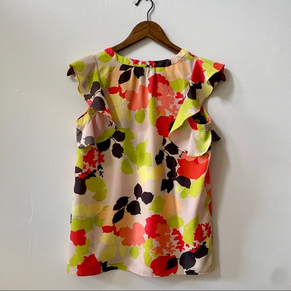 NWOT GAP Floral Ruffle Sleeve Blouse - Picture 2 of 4